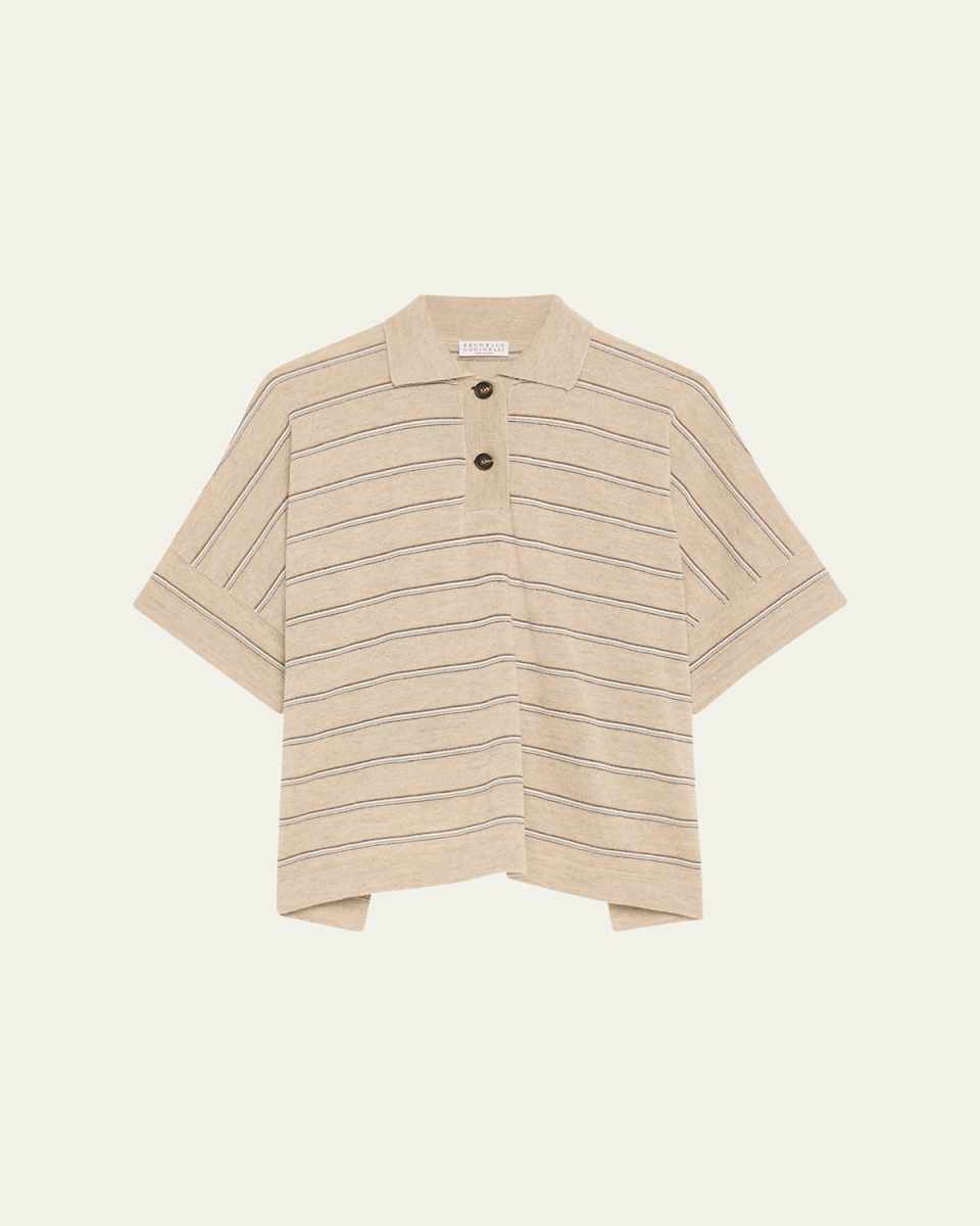 Striped Short-Sleeve Polo Shirt